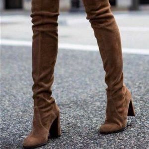 Brown thigh high boots